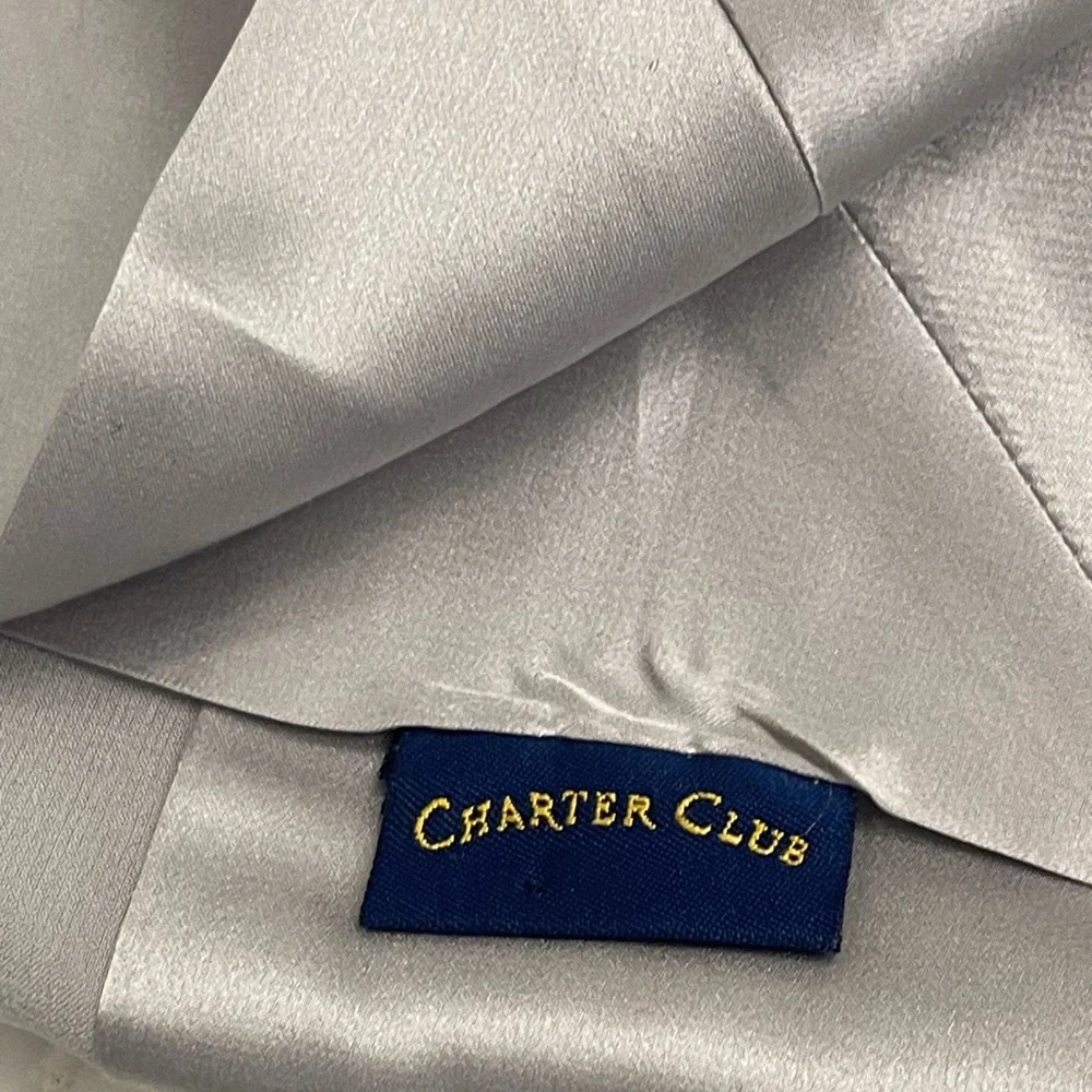 Charter club Elegant Silver Satin 100% Silk Scarf
